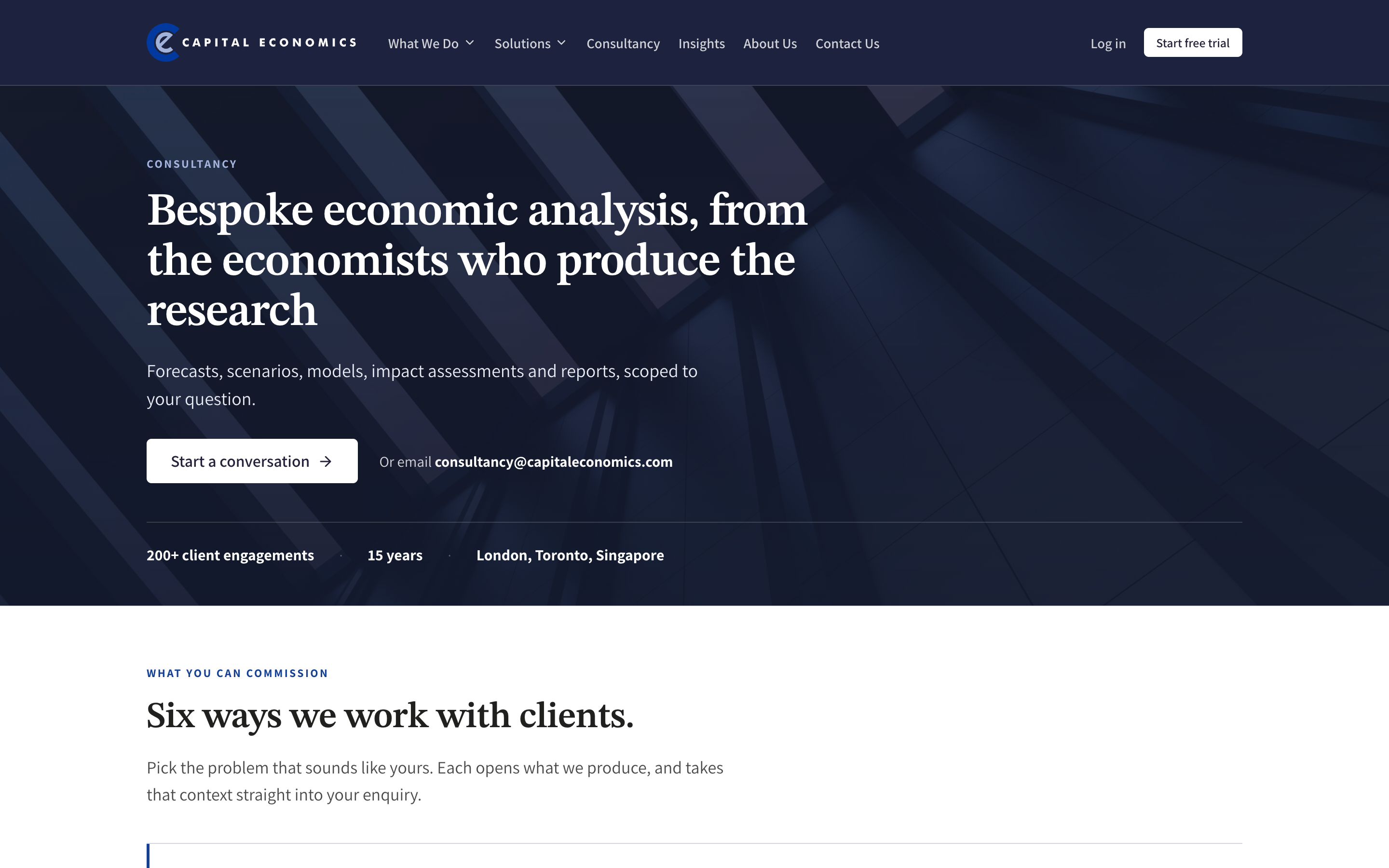 Preview of the Consultancy page