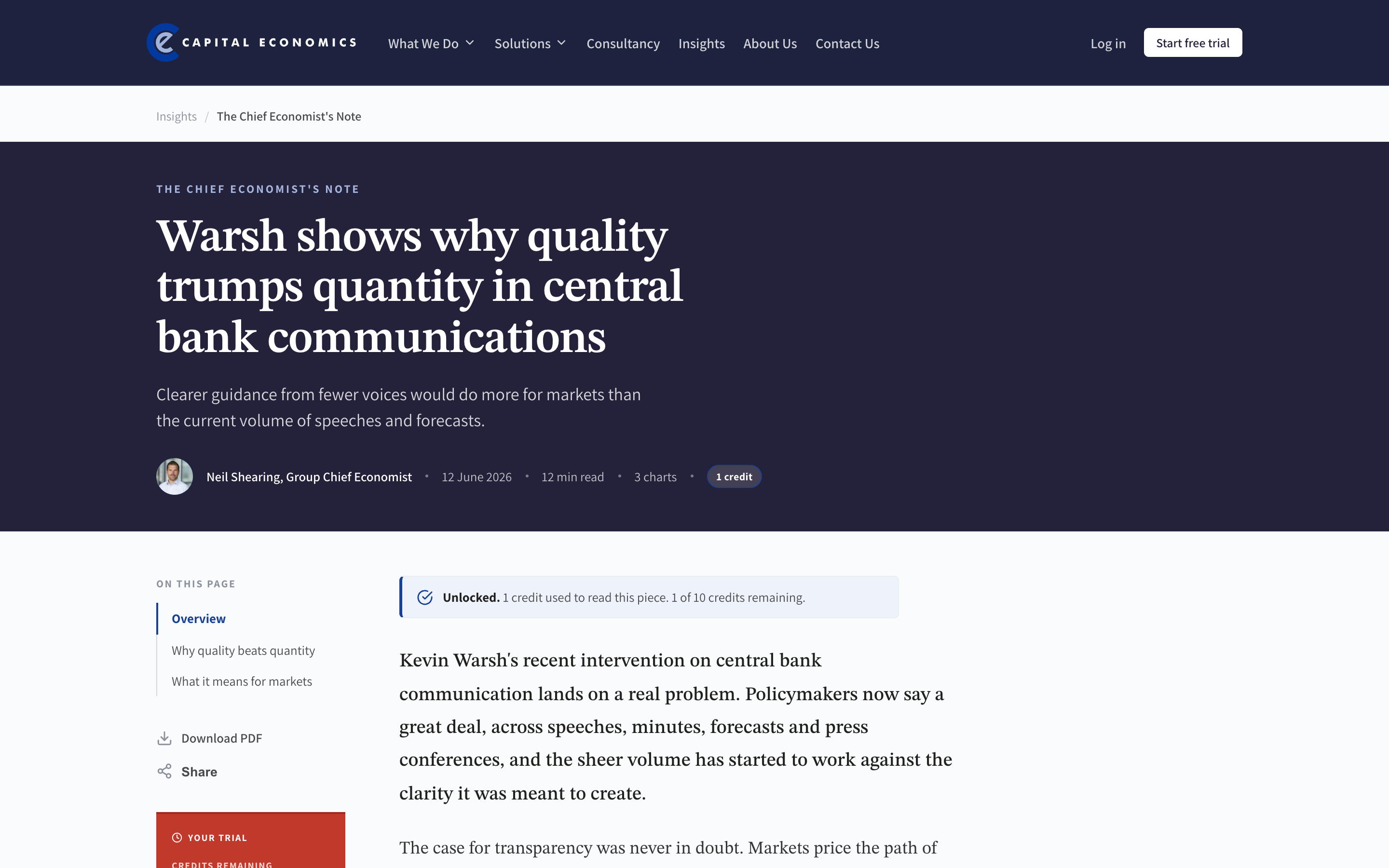 Preview of the Content Detail — Trial (Unlocked) page