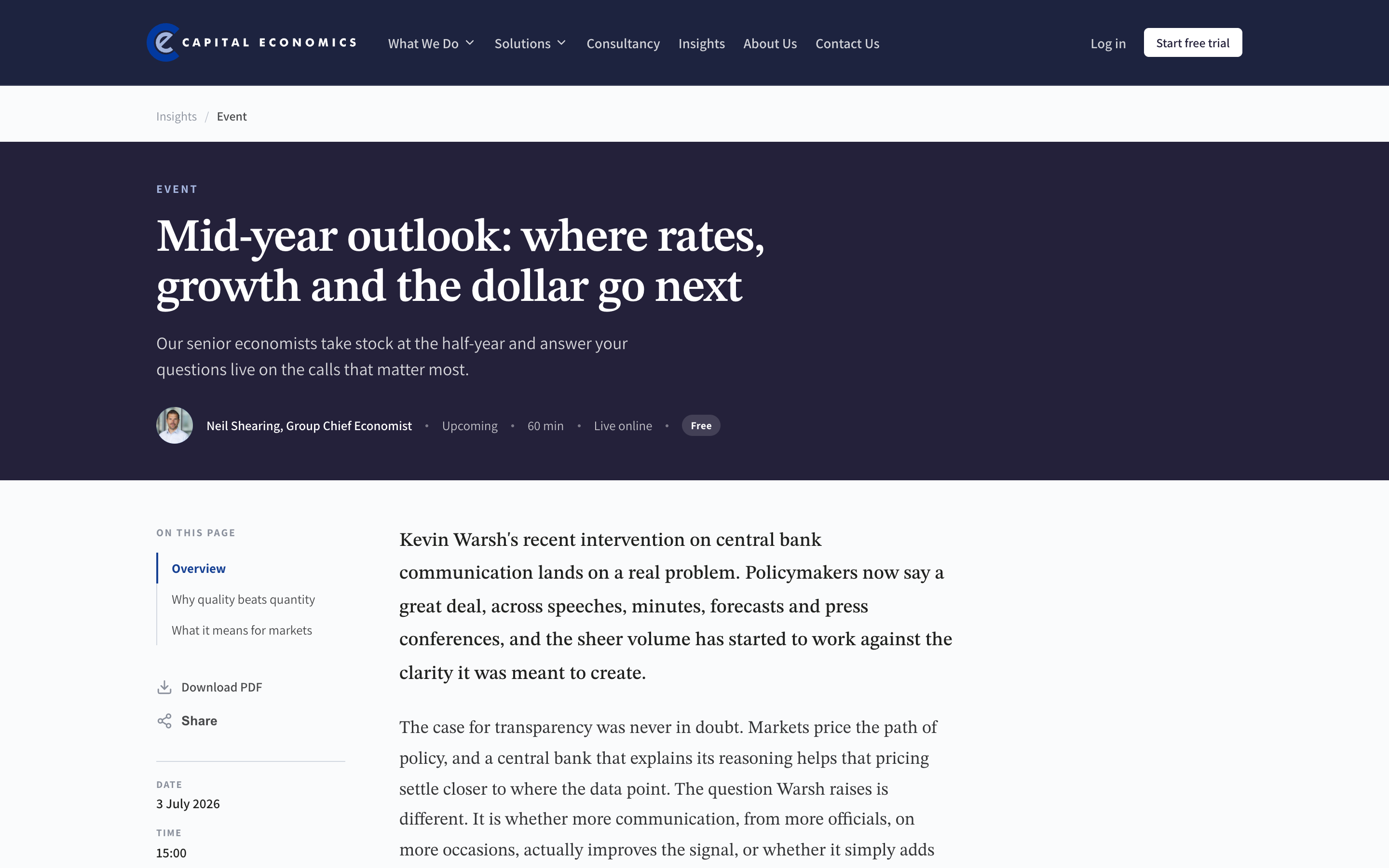 Preview of the Content Detail — Event page