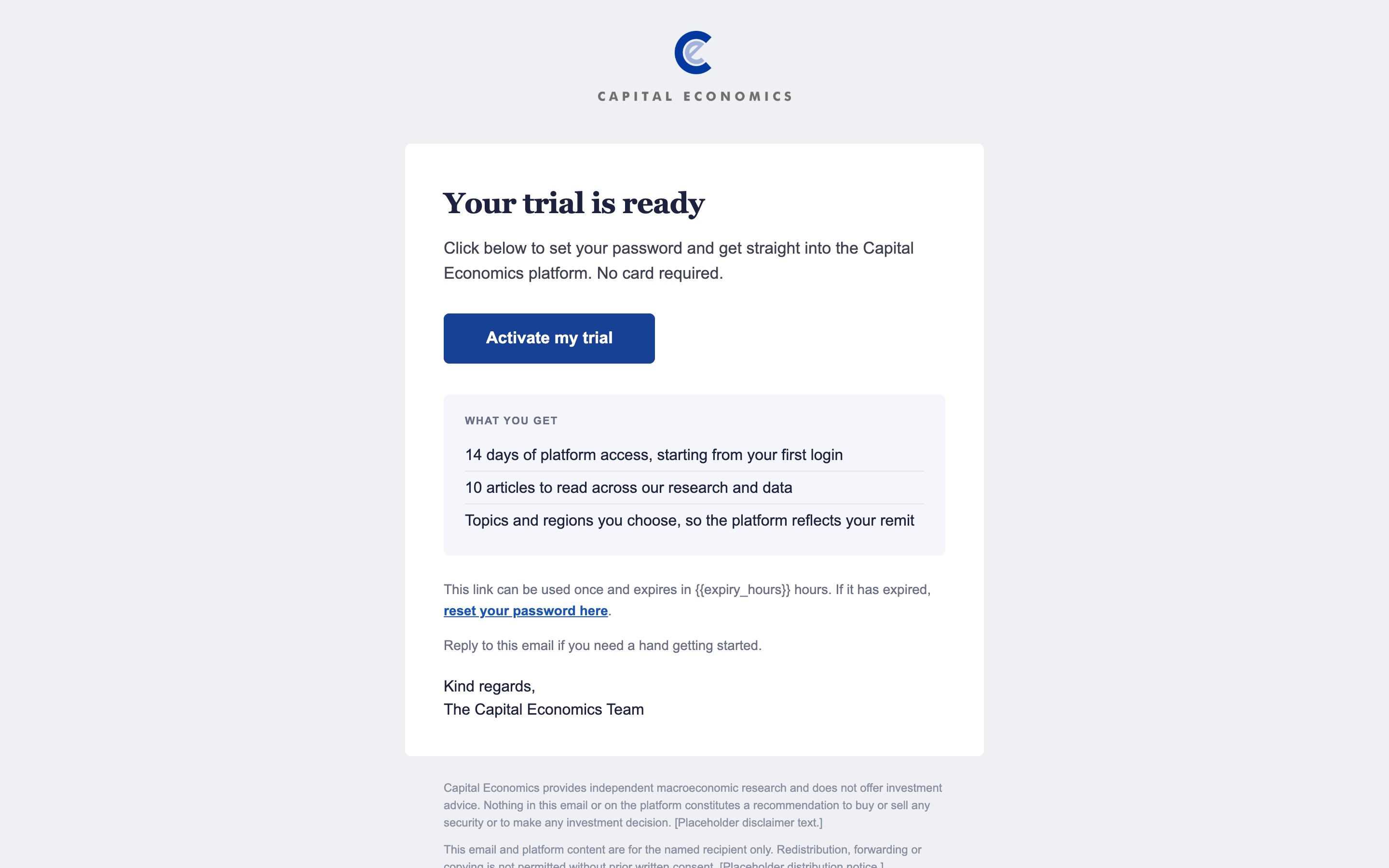 Preview of the Trial Confirmation email