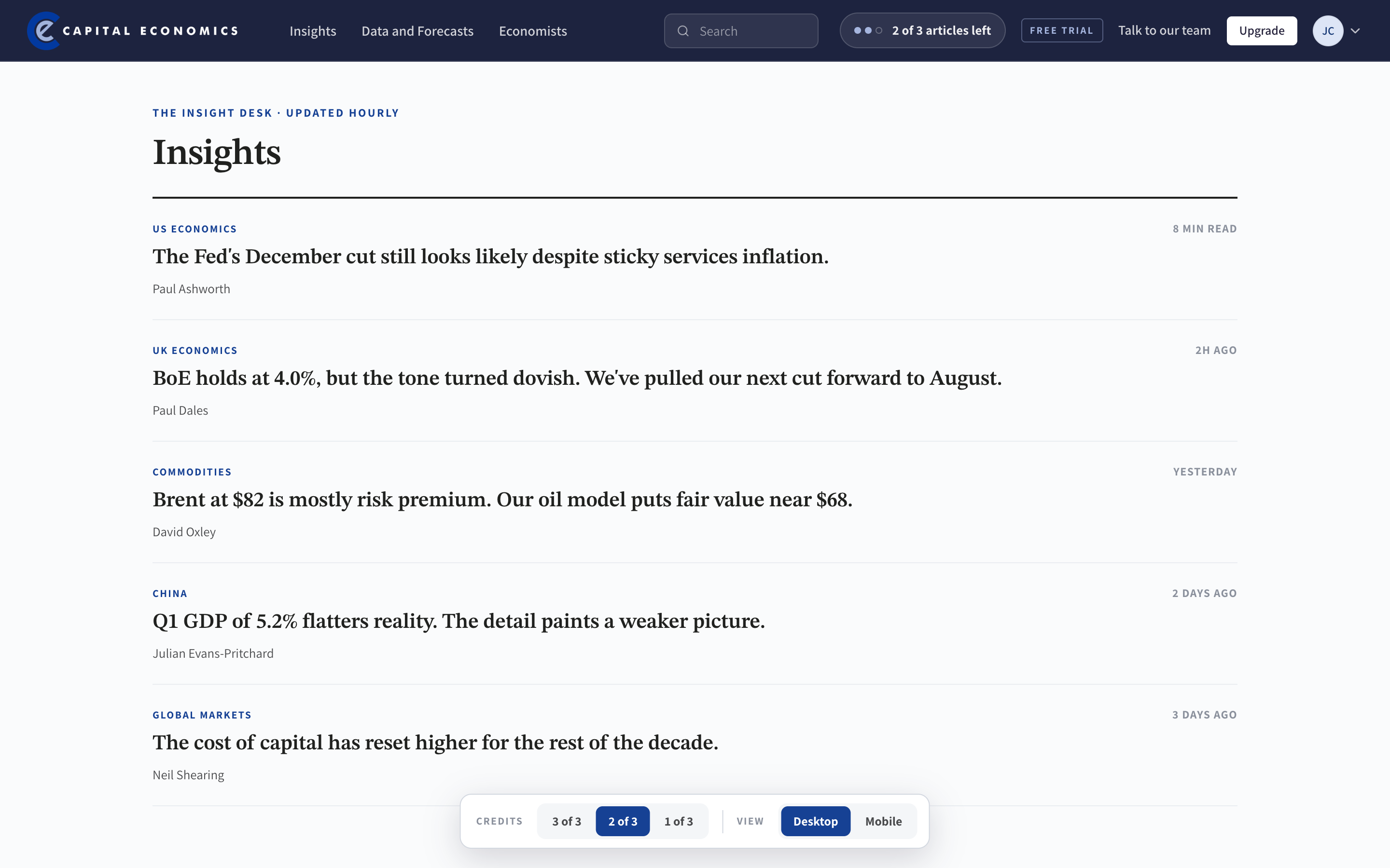 Preview of the Platform Navbar